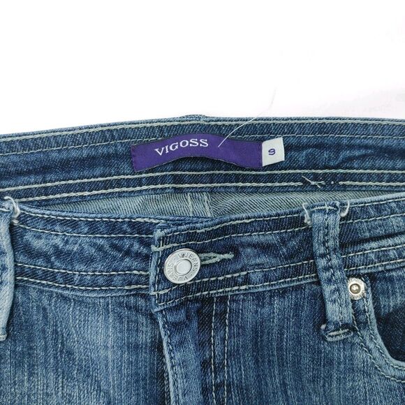 Vigoss Capri Jeans Distressed Rise Blue Denim Juniors Size 9 - Picture 7 of 13